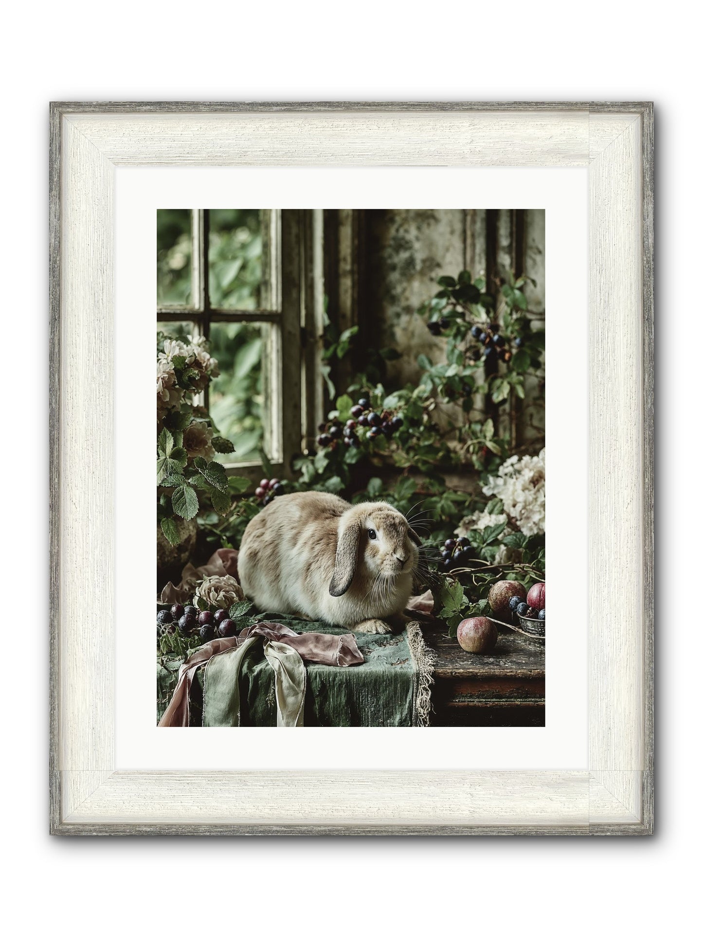 Giverny Framed Print - Driftwood White 18x24