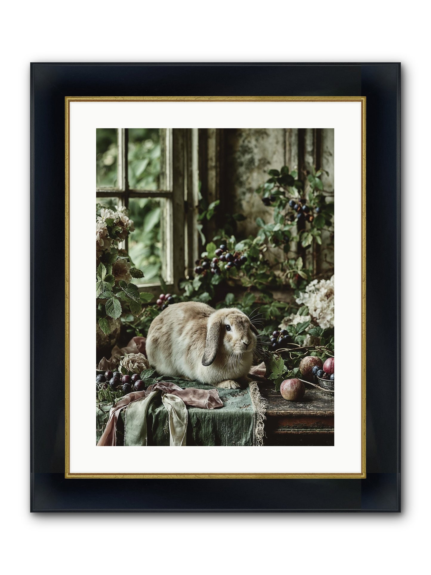 Giverny Framed Print - Wide Black w/Gold 18x24