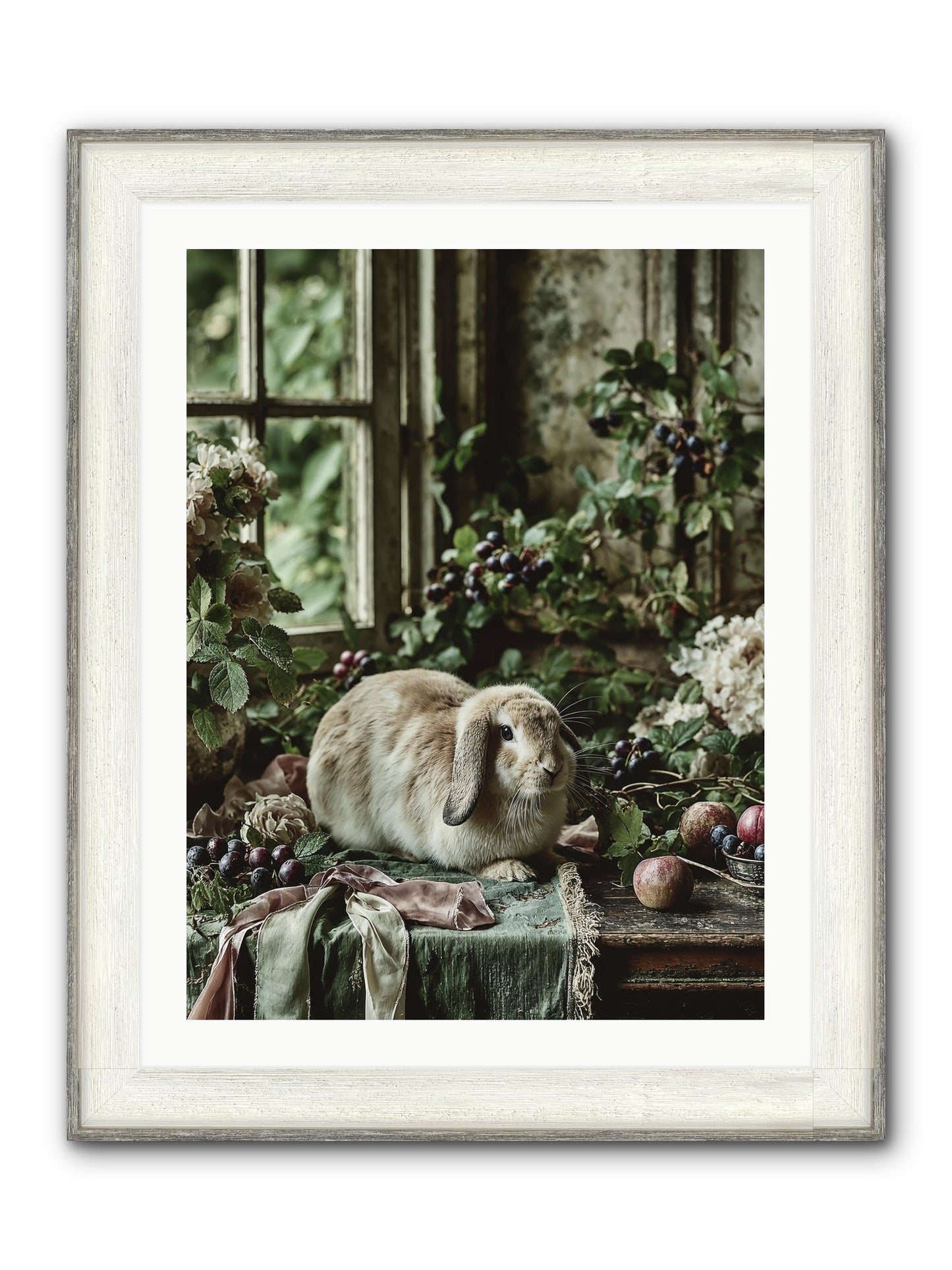 Giverny Framed Print - Driftwood White 24x32
