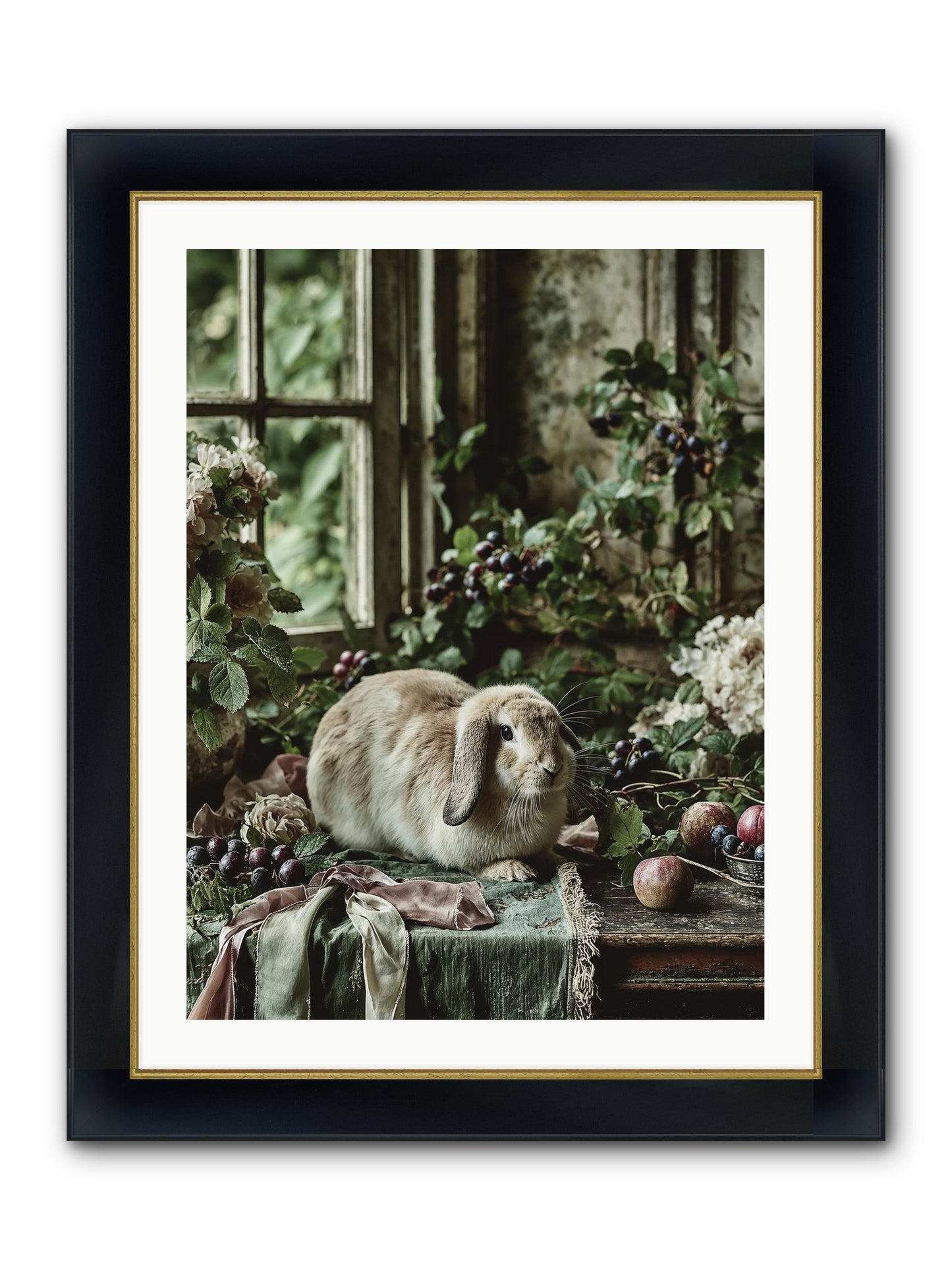 Giverny Framed Print - Wide Black w/Gold 24x32