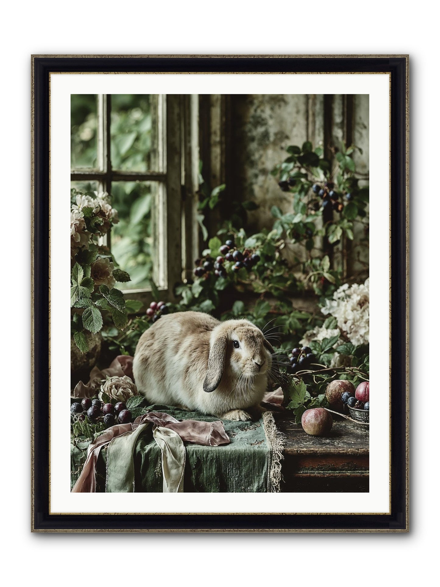 Giverny Framed Print - Black & Gold 30x40
