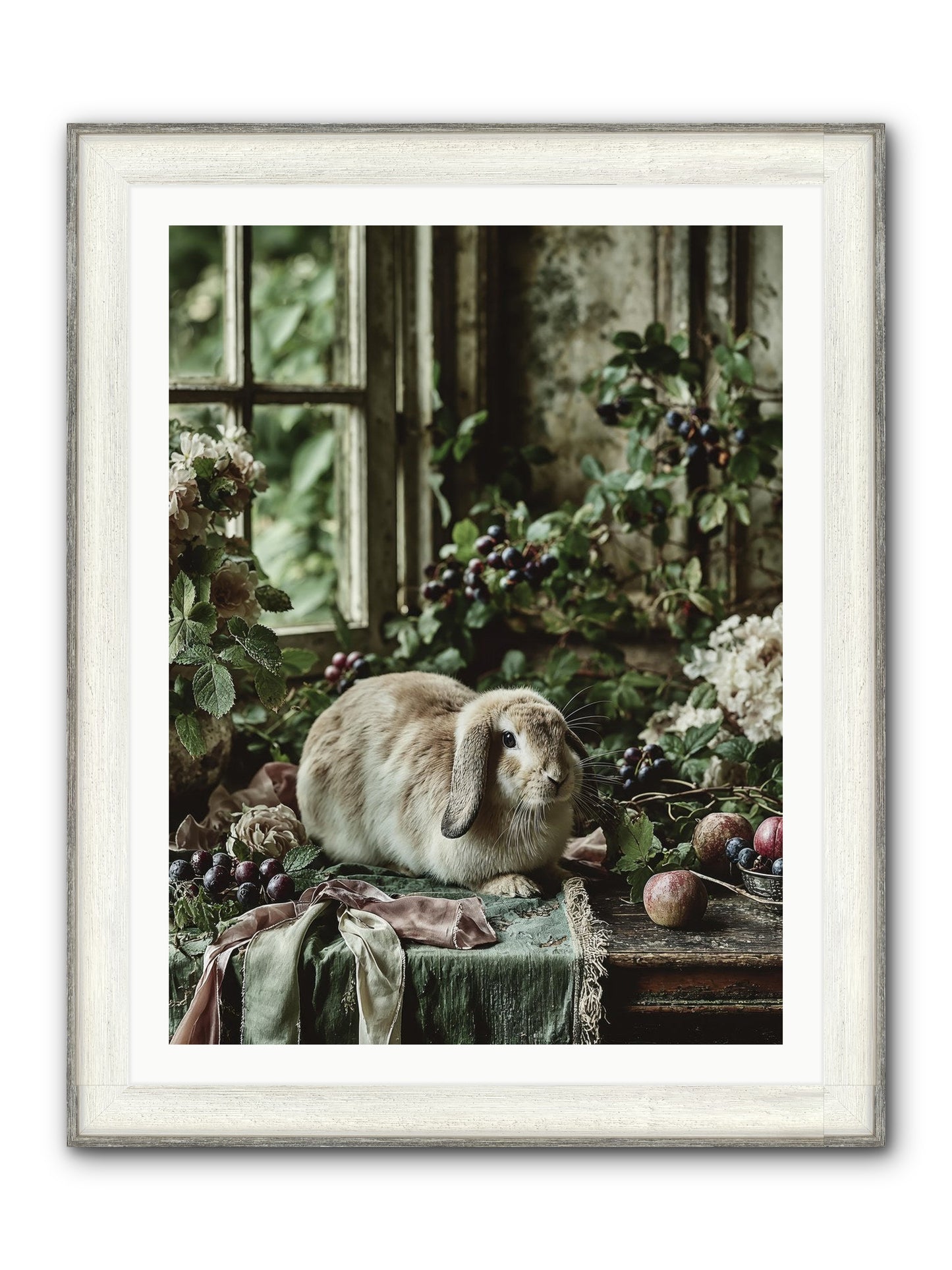 Giverny Framed Print - Driftwood White 30x40
