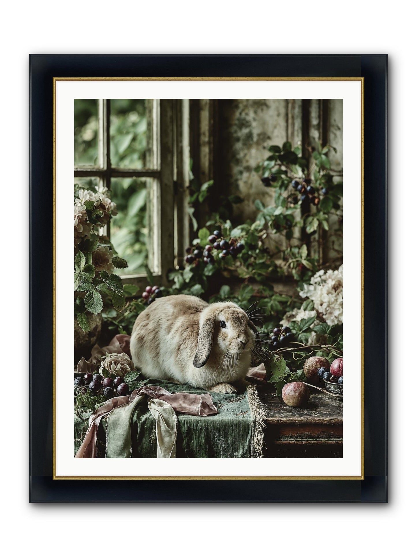 Giverny Framed Print - Wide Black w/Gold 30x40