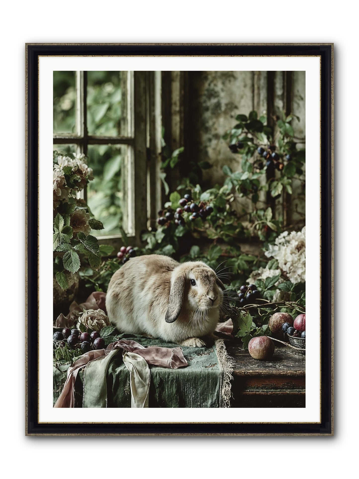 Giverny Framed Print - Black & Gold 36x48