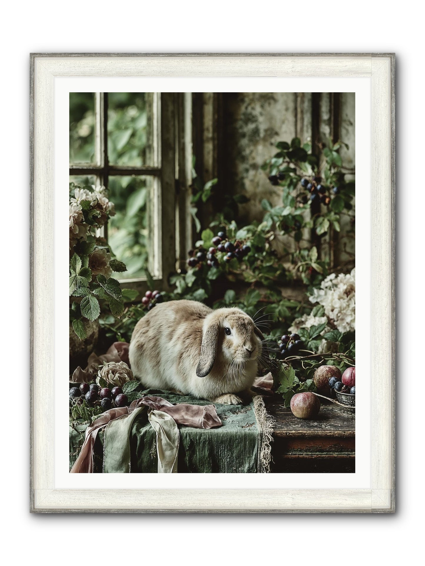 Giverny Framed Print - Driftwood White 36x48
