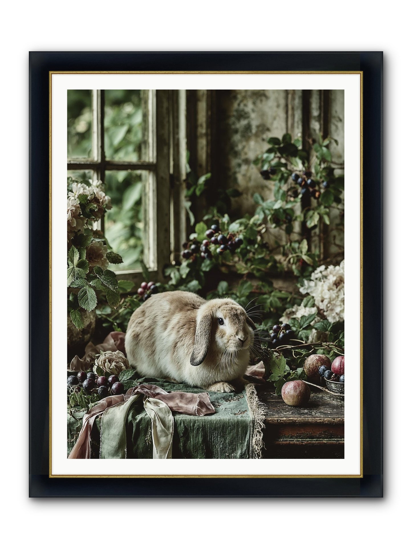 Giverny Framed Print - Wide Black w/Gold 36x48