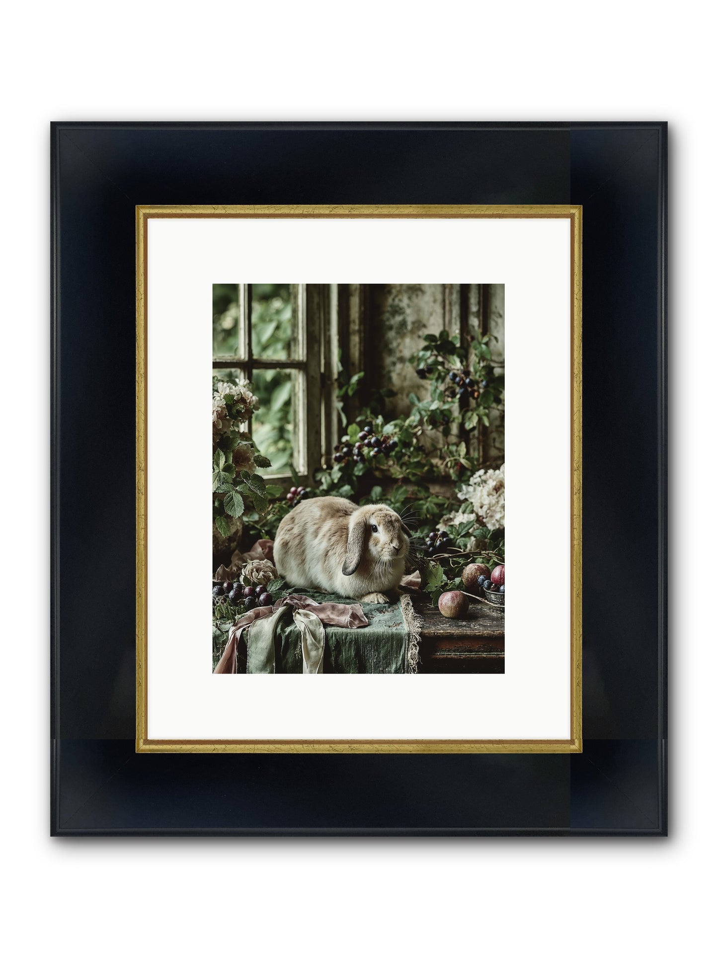 Giverny Framed Print - Wide Black w/Gold 9x12