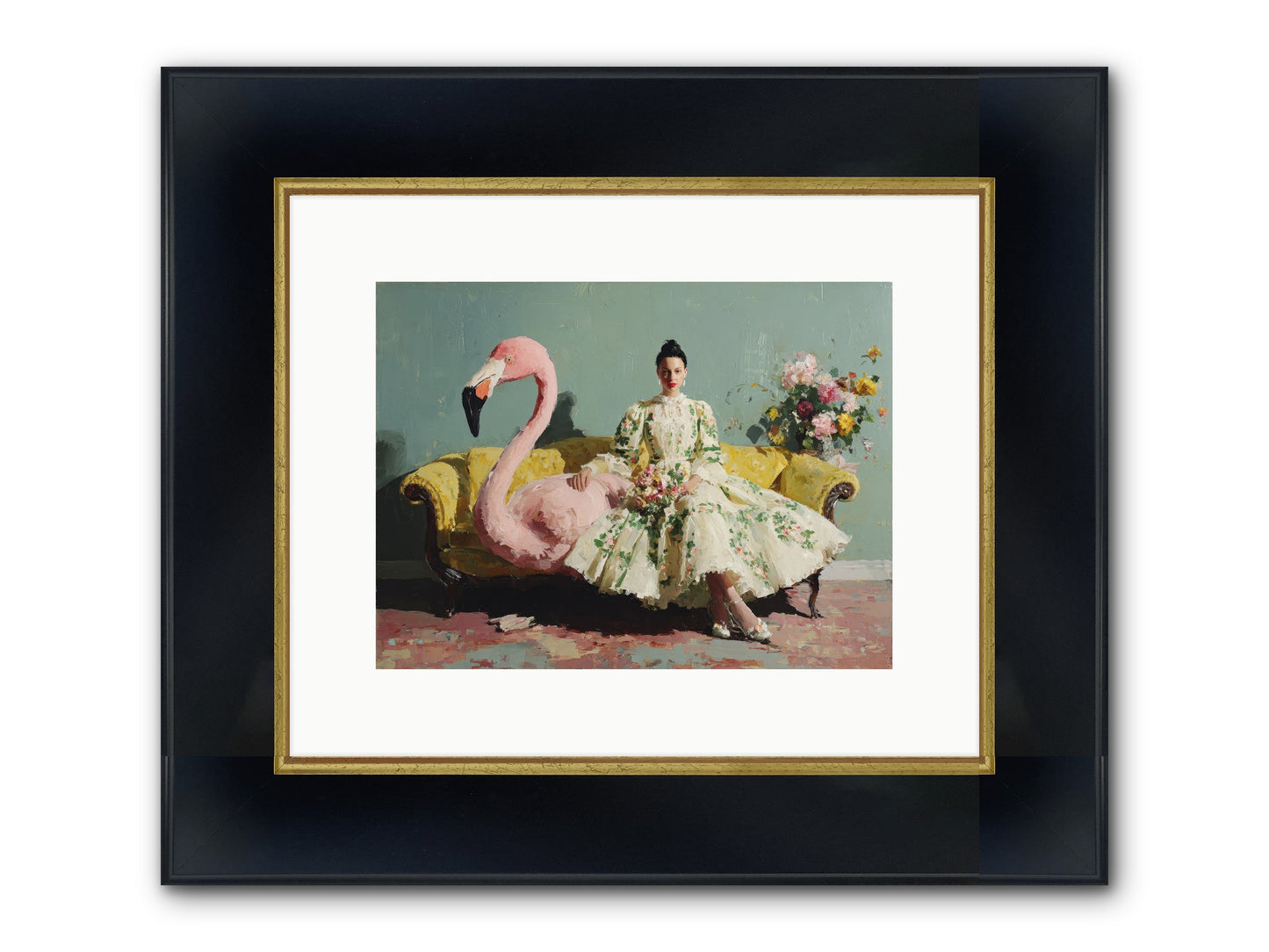 Glasswing Parlor Framed Print - Wide Black w/Gold 12x9