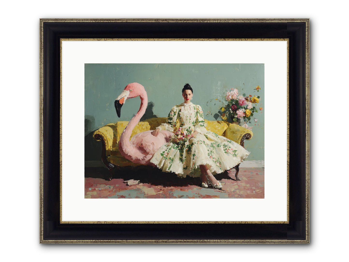 Glasswing Parlor Framed Print - Black & Gold 16x12