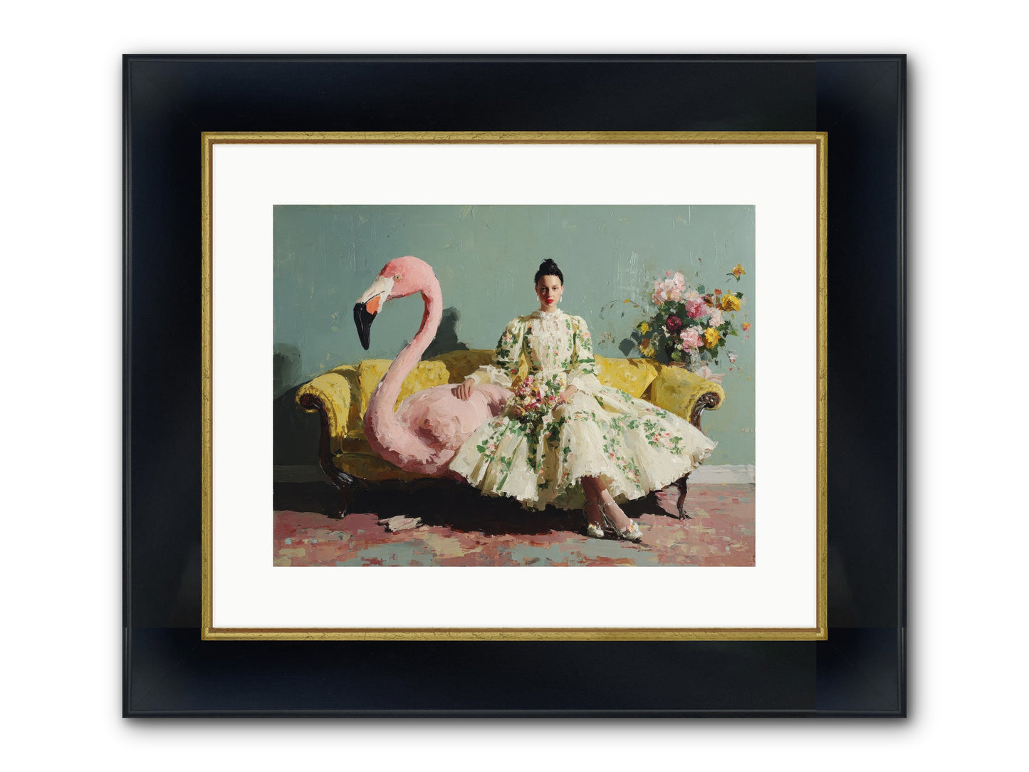 Glasswing Parlor Framed Print - Wide Black w/Gold 16x12