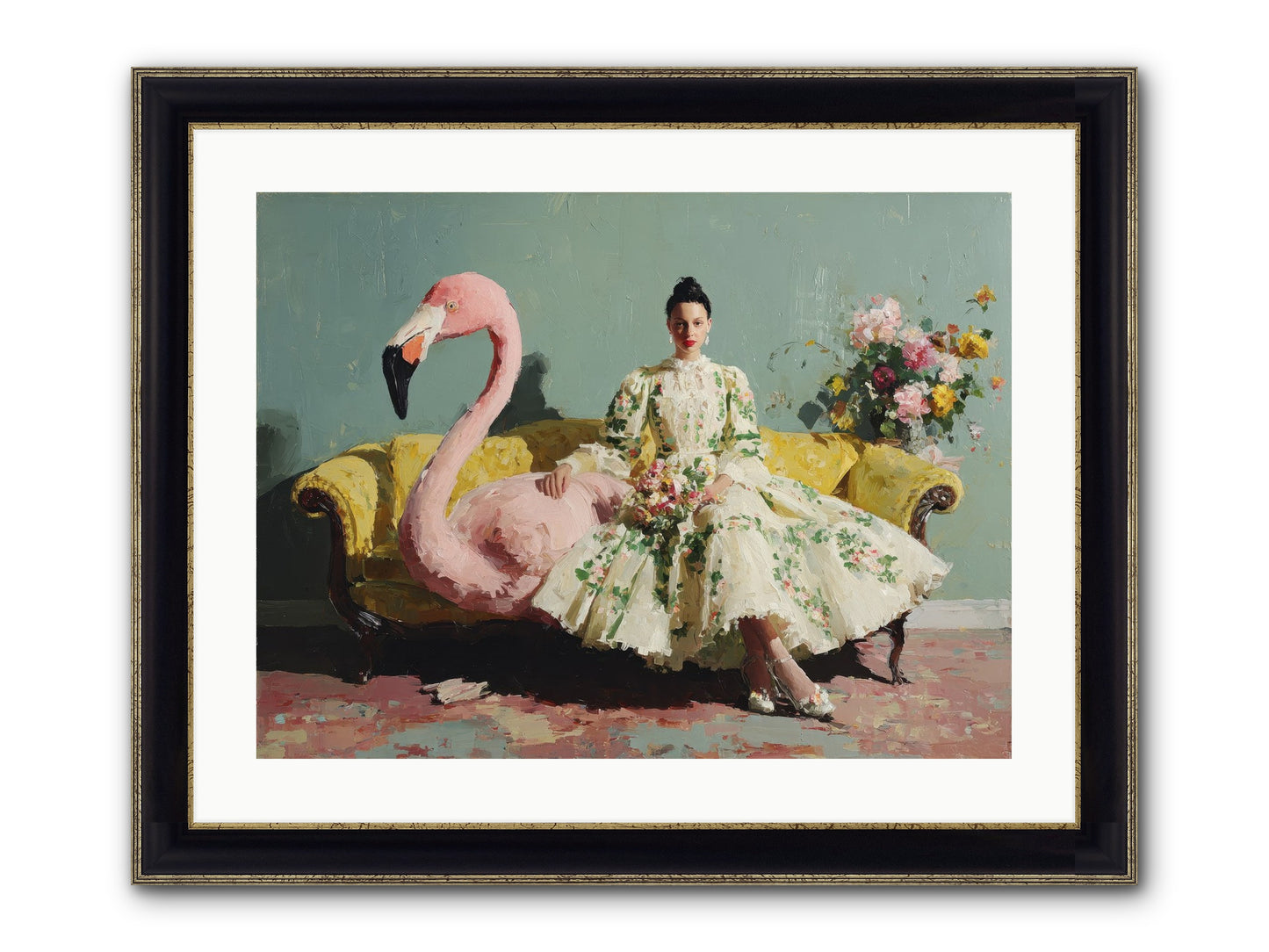 Glasswing Parlor Framed Print - Black & Gold 24x18