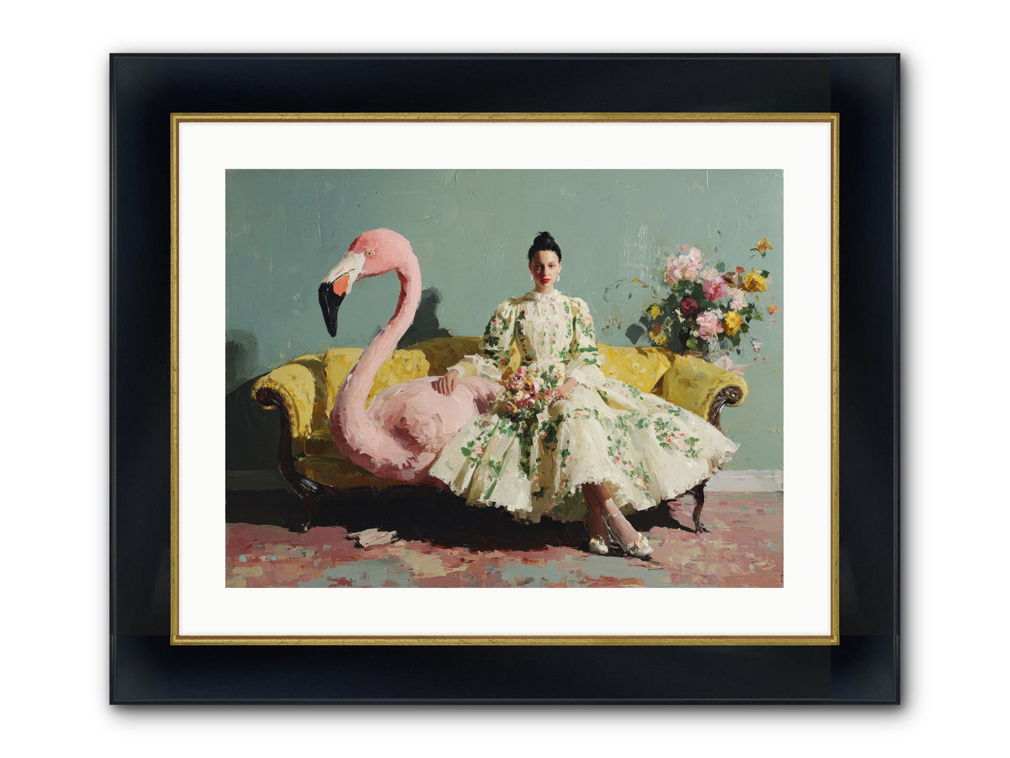 Glasswing Parlor Framed Print - Wide Black w/Gold 24x18