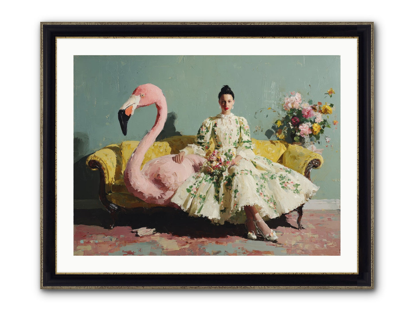 Glasswing Parlor Framed Print - Black & Gold 32x24