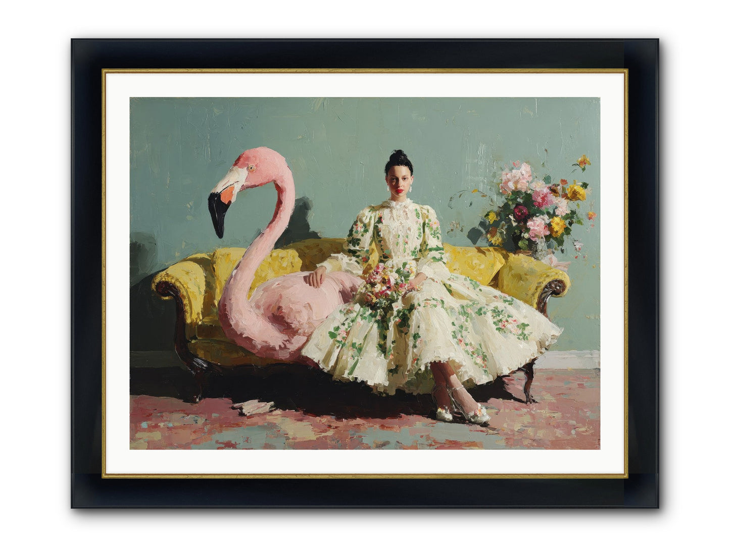 Glasswing Parlor Framed Print - Wide Black w/Gold 40x30