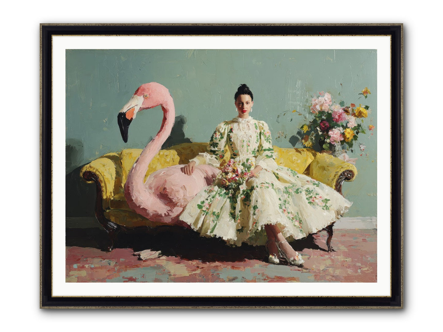 Glasswing Parlor Framed Print - Black & Gold 48x36