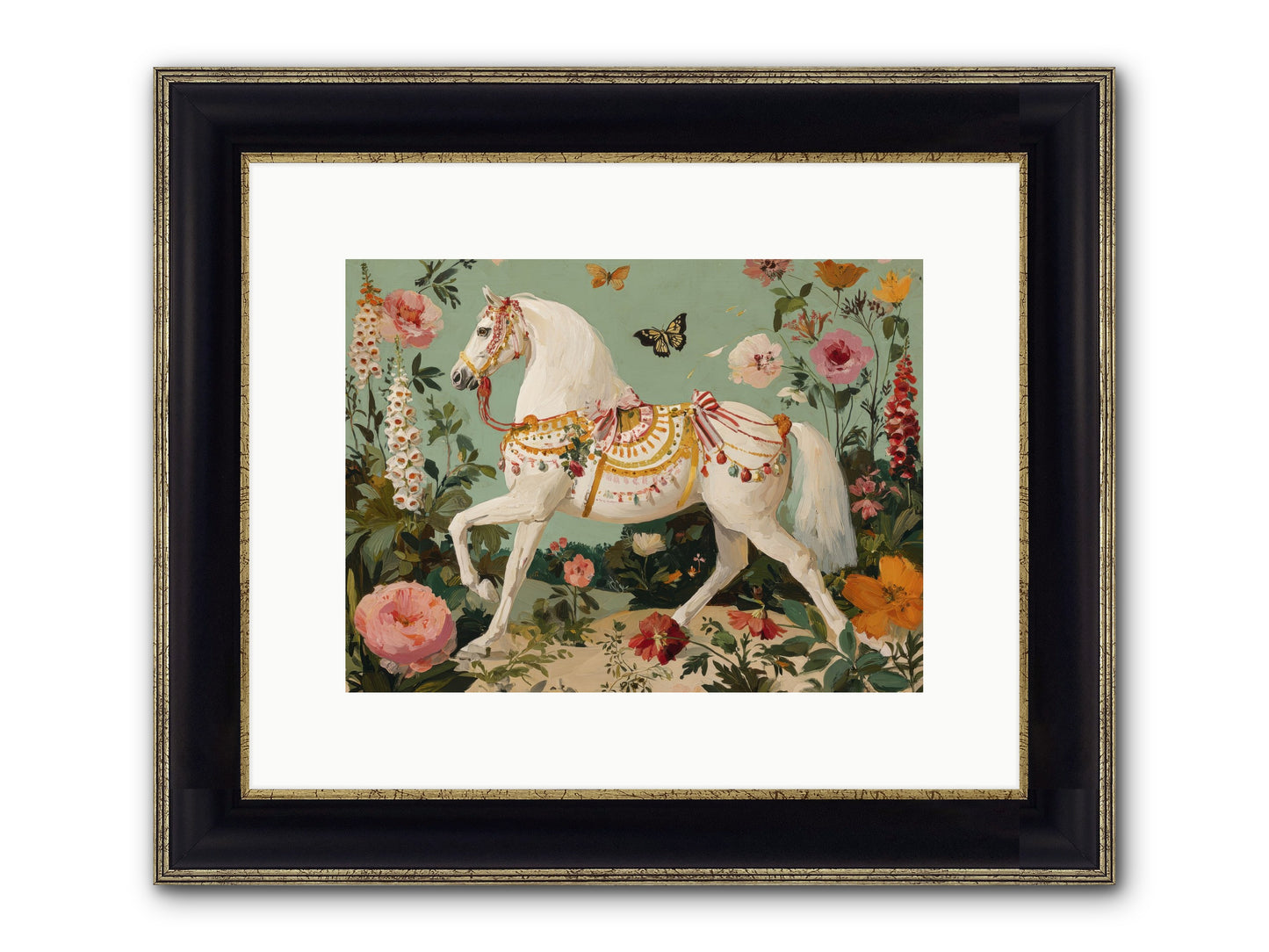 Glimmers In The Quiet Grove Framed Print - Black & Gold 12x9