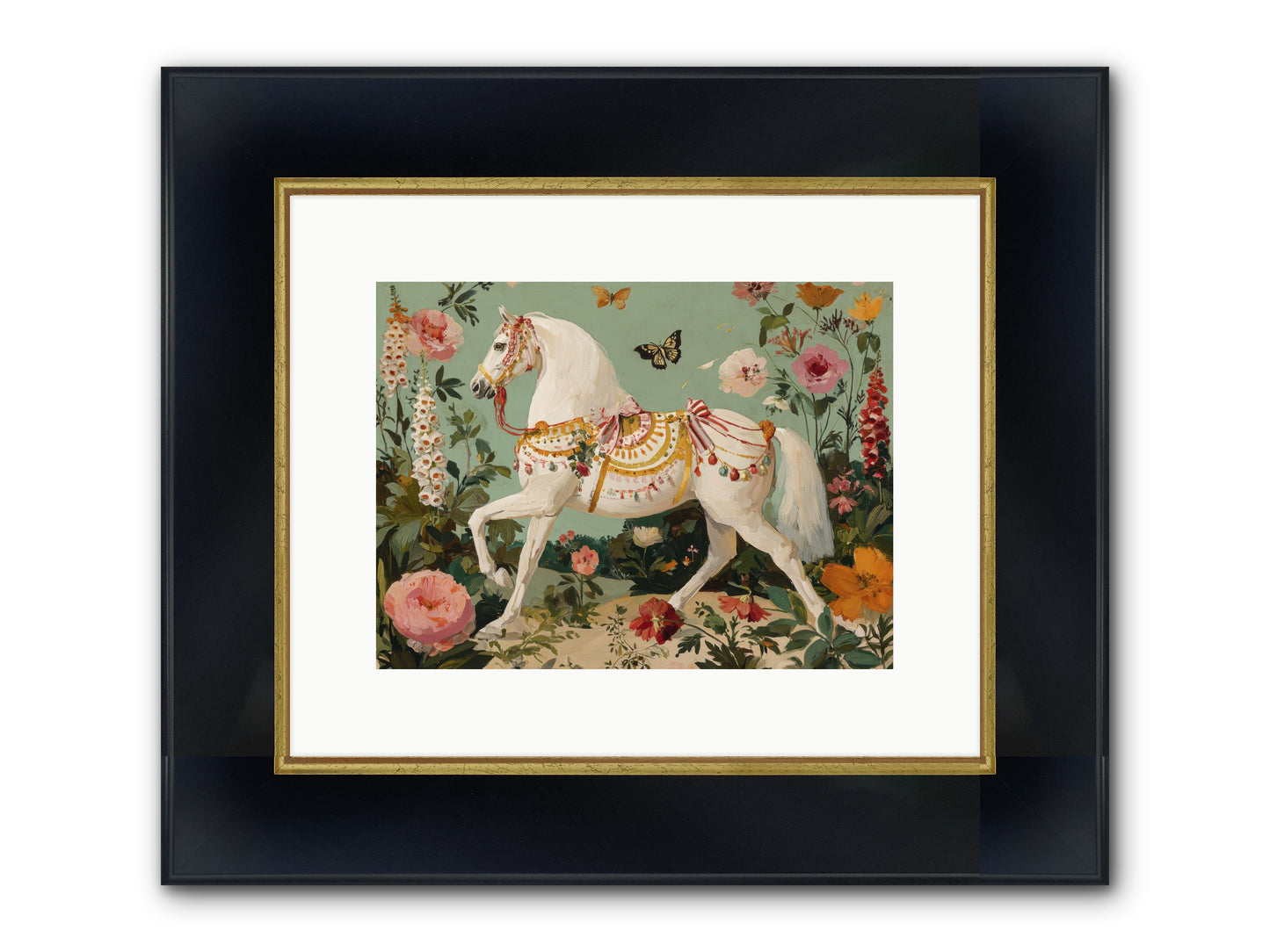 Glimmers In The Quiet Grove Framed Print - Wide Black w/Gold 12x9