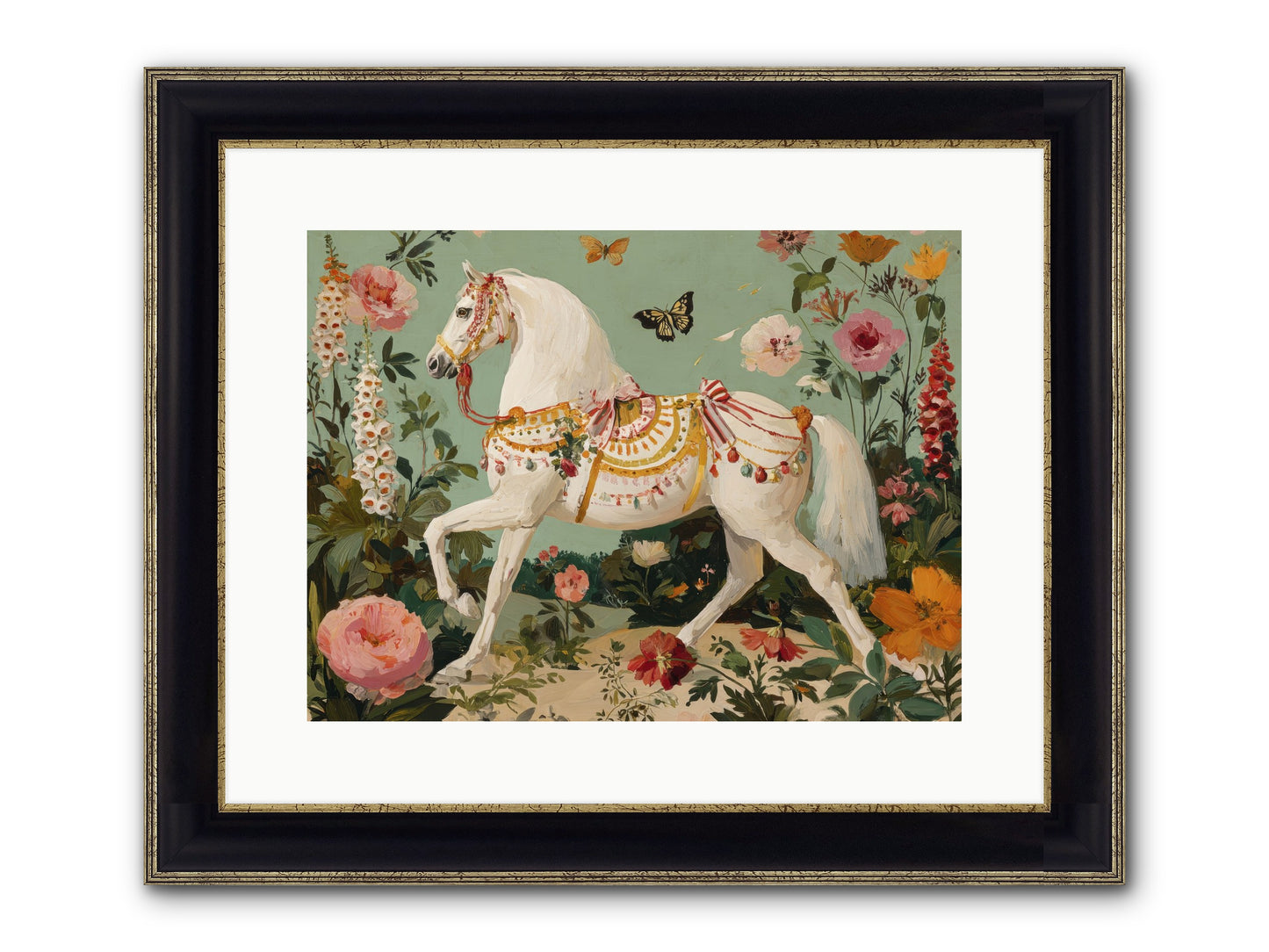 Glimmers In The Quiet Grove Framed Print - Black & Gold 16x12