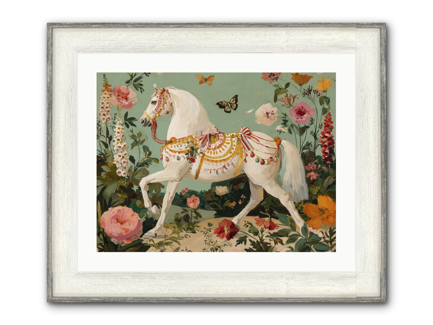 Glimmers In The Quiet Grove Framed Print - Driftwood White 24x18