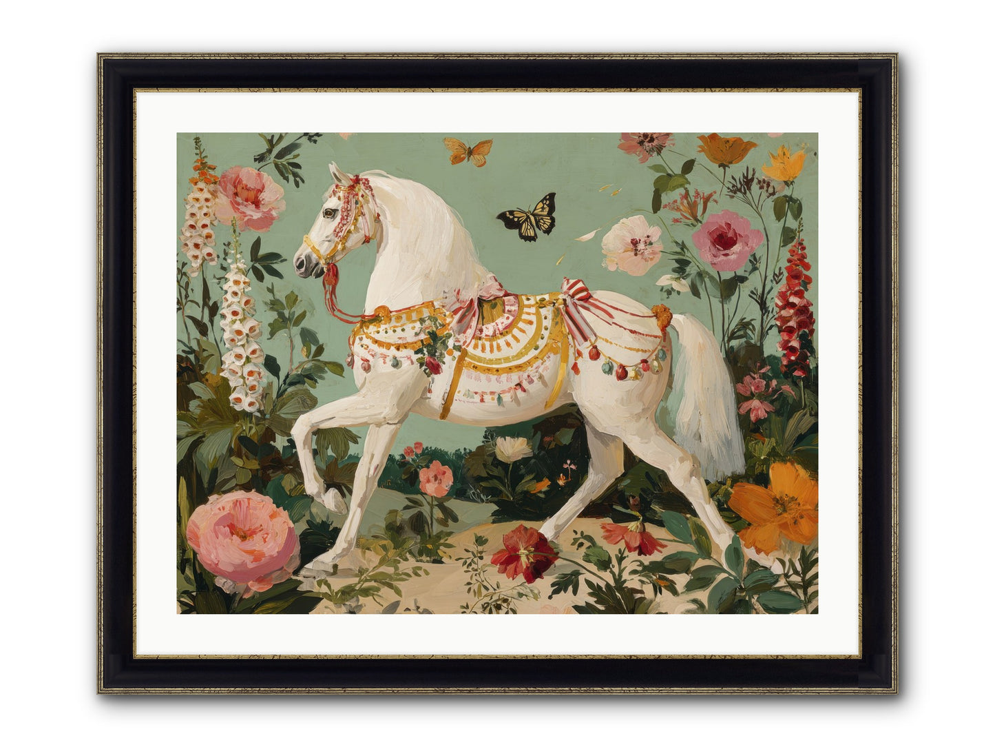Glimmers In The Quiet Grove Framed Print - Black & Gold 32x24
