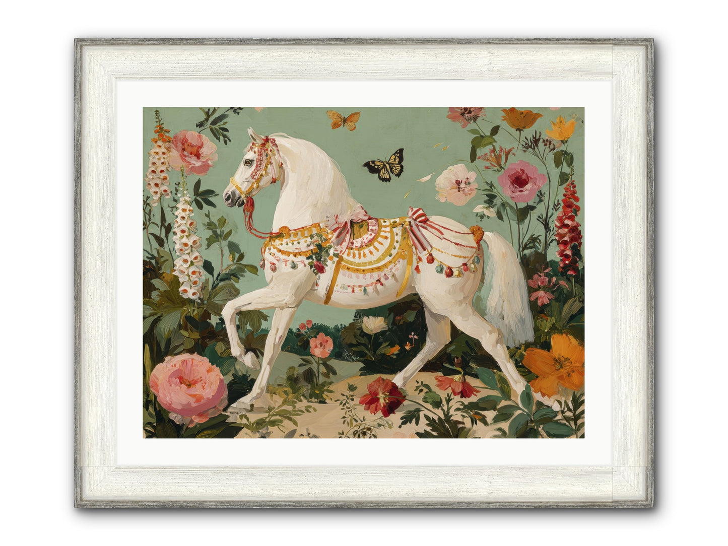 Glimmers In The Quiet Grove Framed Print - Driftwood White 32x24