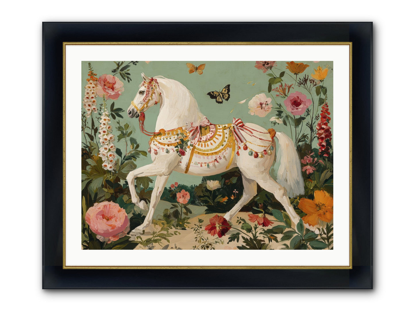 Glimmers In The Quiet Grove Framed Print - Wide Black w/Gold 32x24