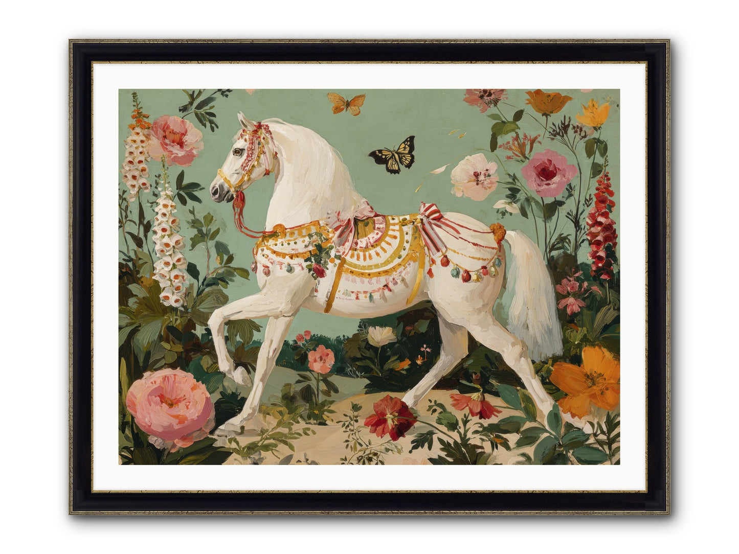 Glimmers In The Quiet Grove Framed Print - Black & Gold 40x30