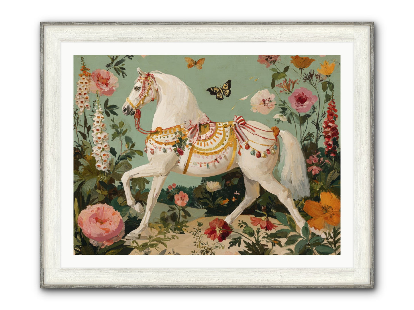 Glimmers In The Quiet Grove Framed Print - Driftwood White 40x30
