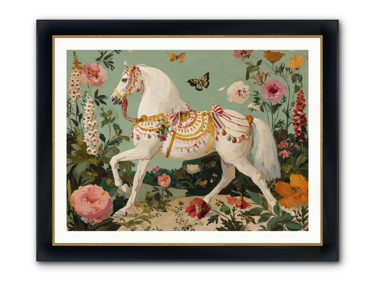 Glimmers In The Quiet Grove Framed Print - Wide Black w/Gold 40x30