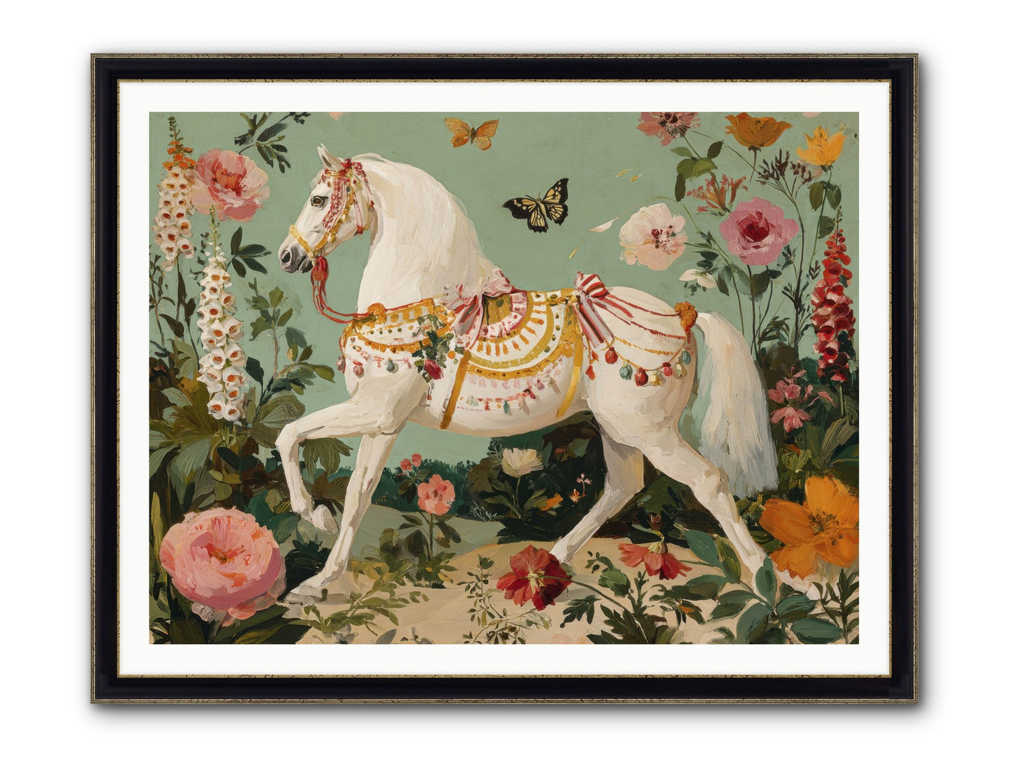 Glimmers In The Quiet Grove Framed Print - Black & Gold 48x36
