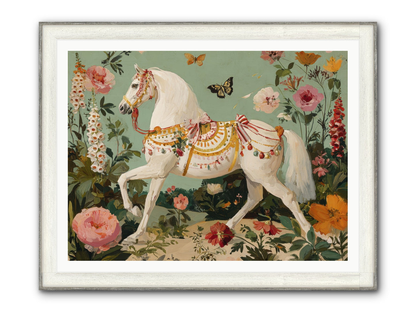 Glimmers In The Quiet Grove Framed Print - Driftwood White 48x36