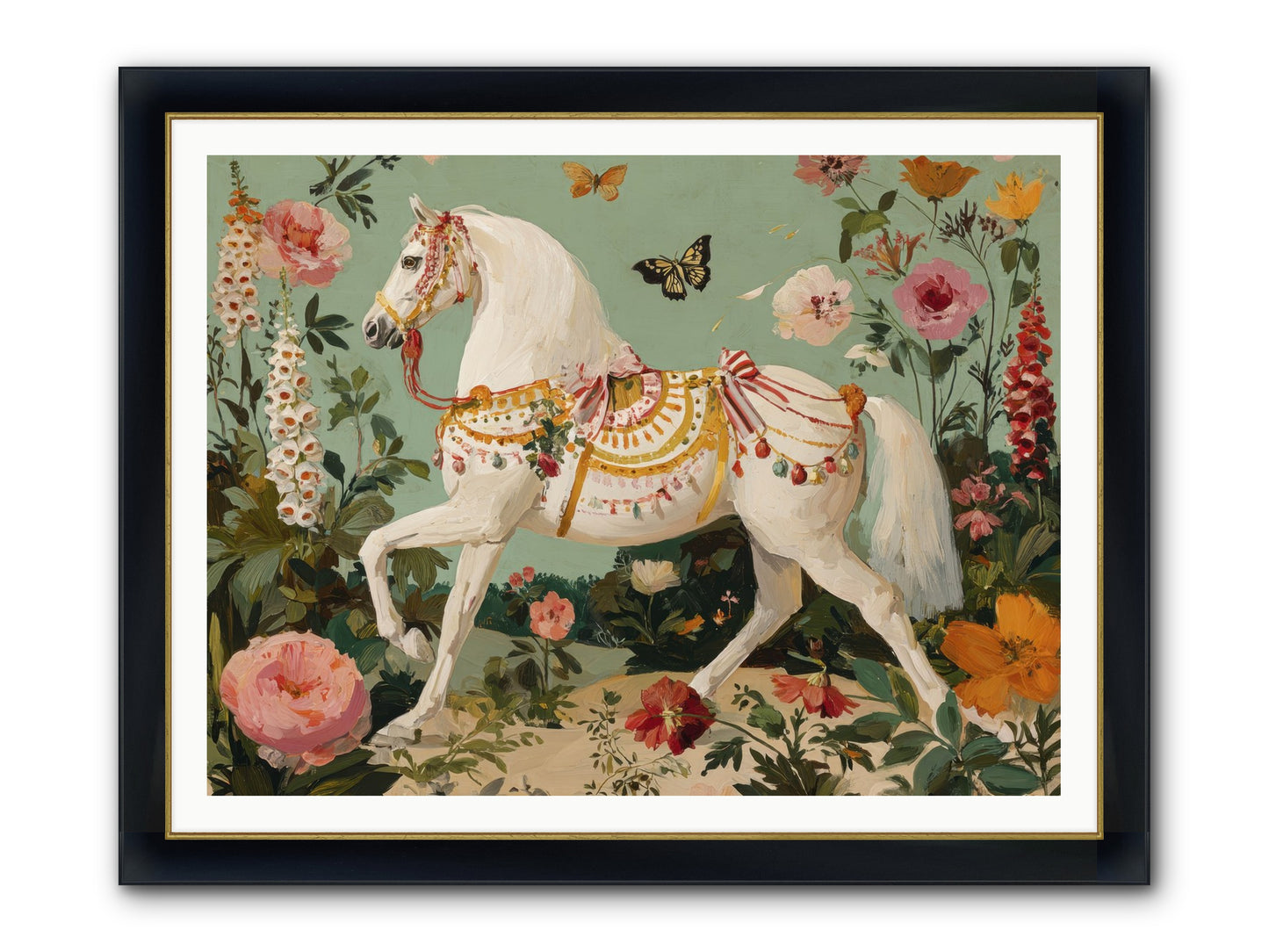 Glimmers In The Quiet Grove Framed Print - Wide Black w/Gold 48x36