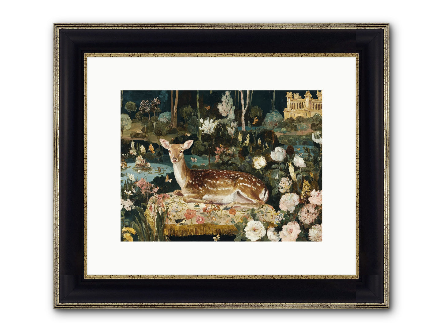 Glint Nest Framed Print - Black & Gold 12x9