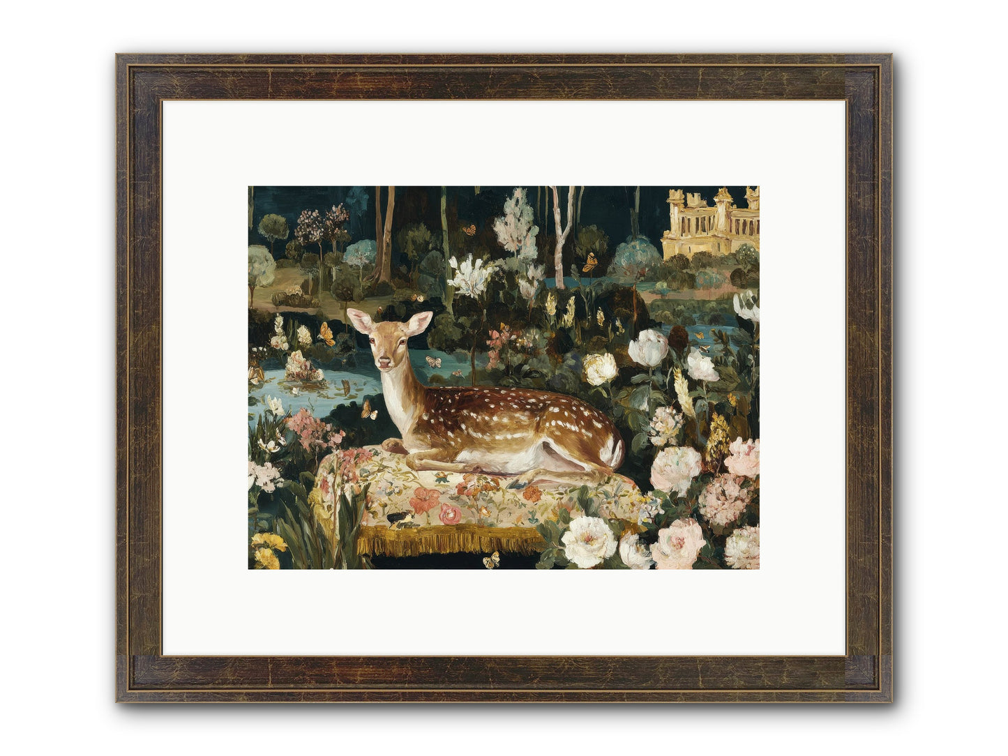 Glint Nest Framed Print - Slimwoods Black/Gold 12x9