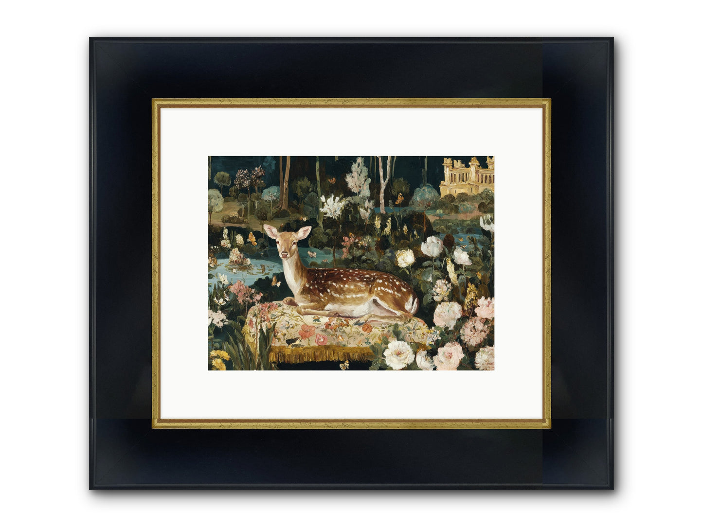 Glint Nest Framed Print - Wide Black w/Gold 12x9
