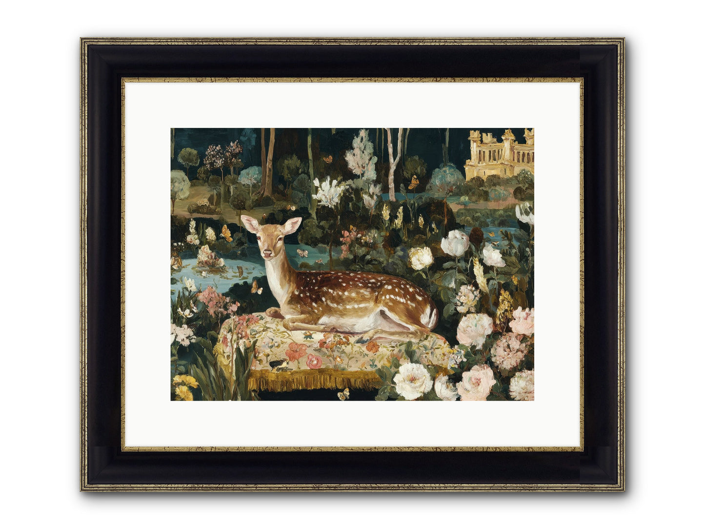 Glint Nest Framed Print - Black & Gold 16x12