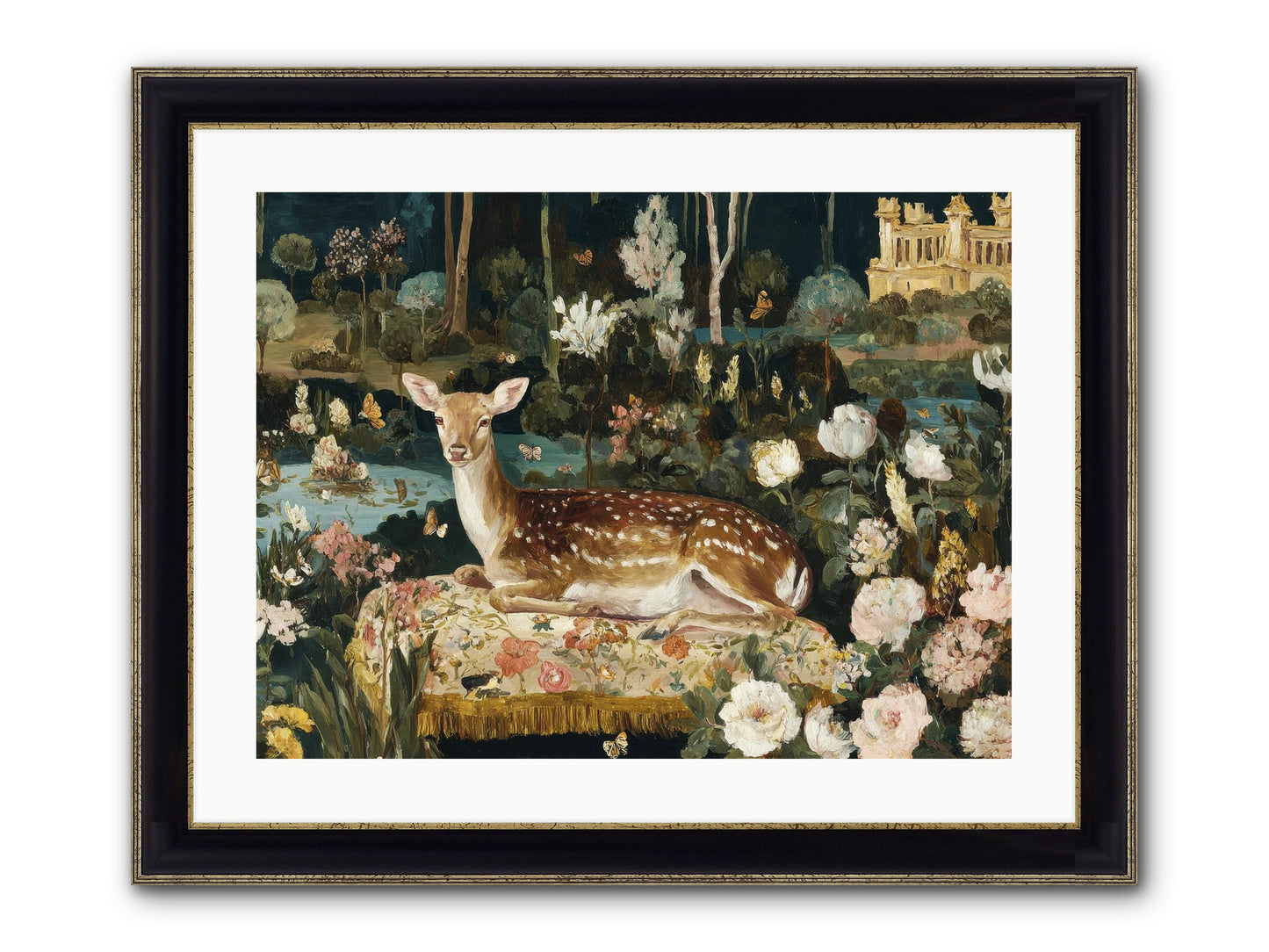Glint Nest Framed Print - Black & Gold 24x18