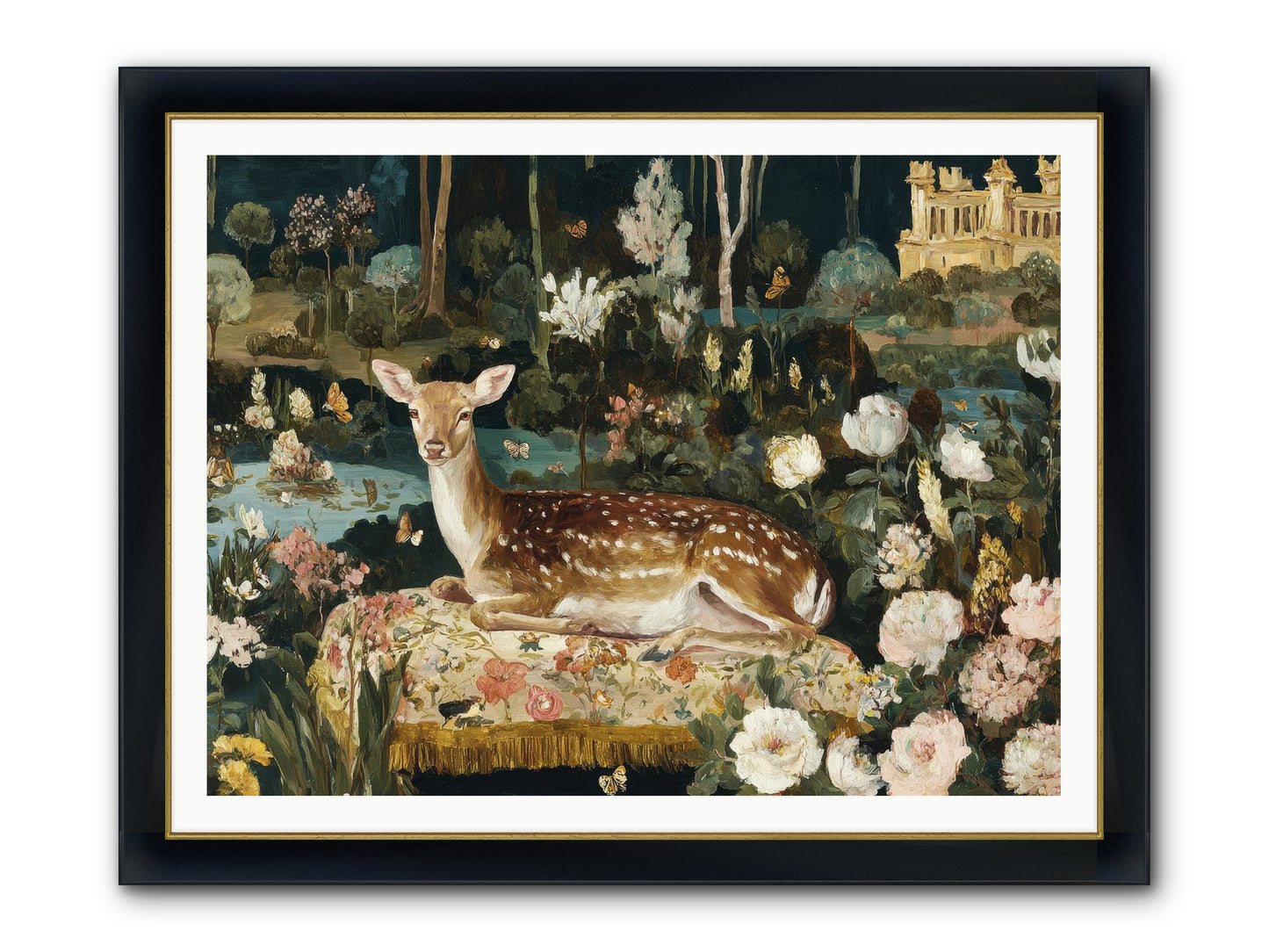 Glint Nest Framed Print - Wide Black w/Gold 48x36
