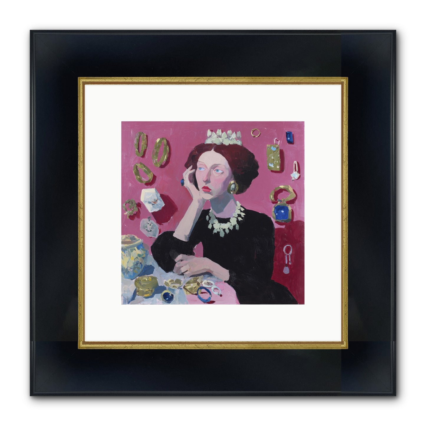 Glittering Solitude Framed Print - Wide Black w/Gold 10x10