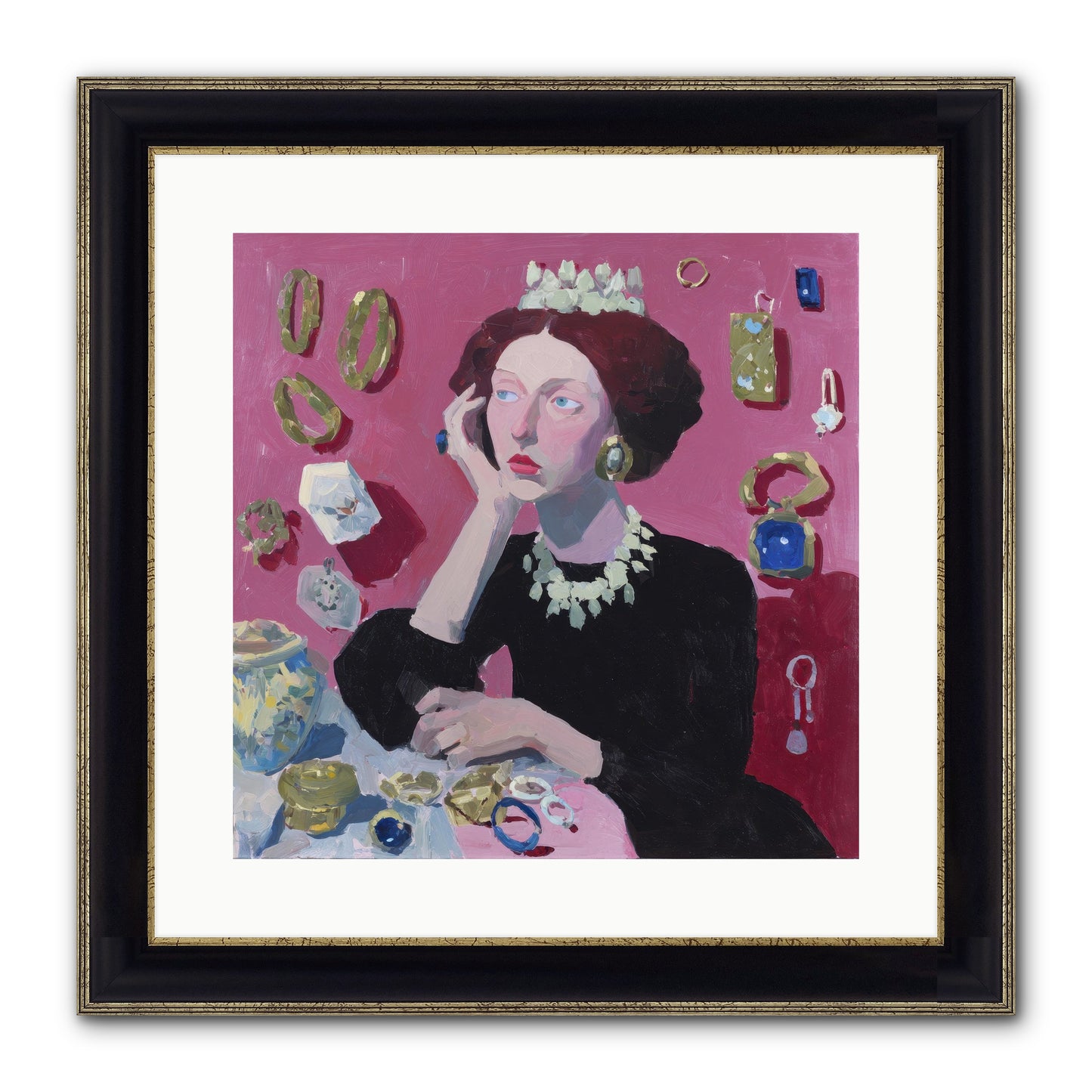 Glittering Solitude Framed Print - Black & Gold 16x16