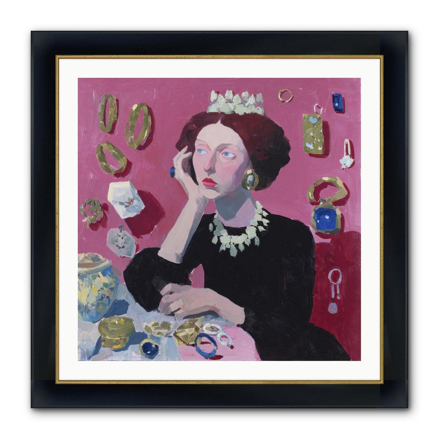 Glittering Solitude Framed Print - Wide Black w/Gold 30x30