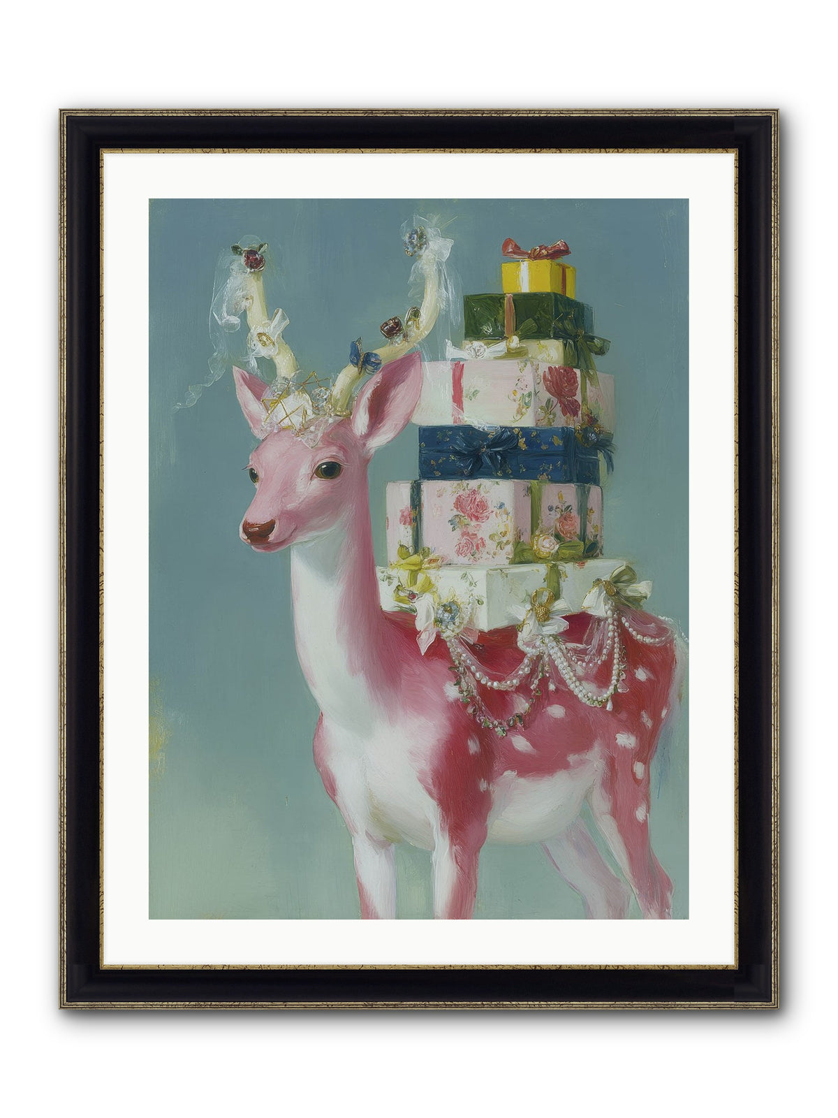 Glittering Wishes Framed Print - Black & Gold 24x32