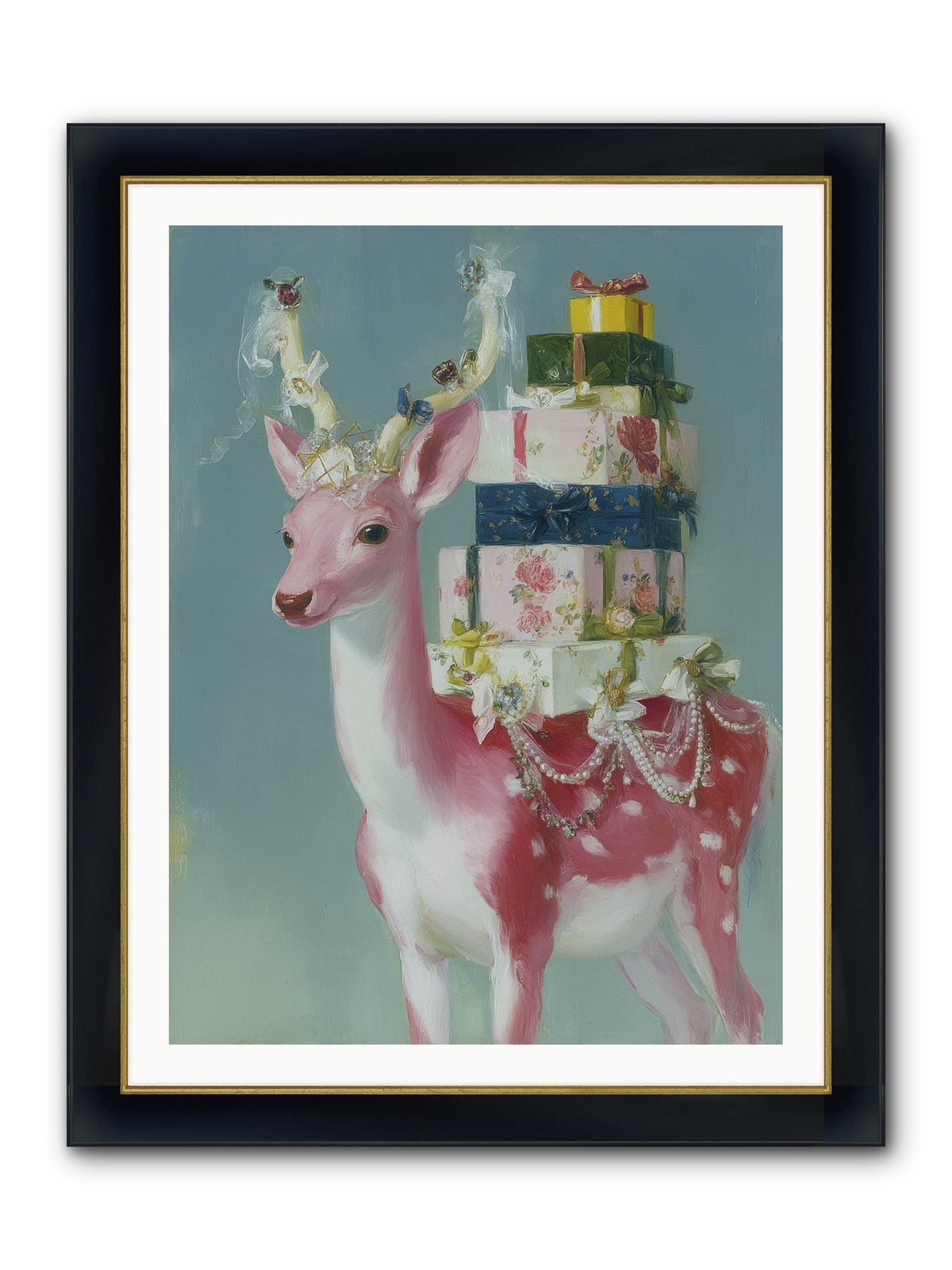 Glittering Wishes Framed Print - Wide Black w/Gold 30x40