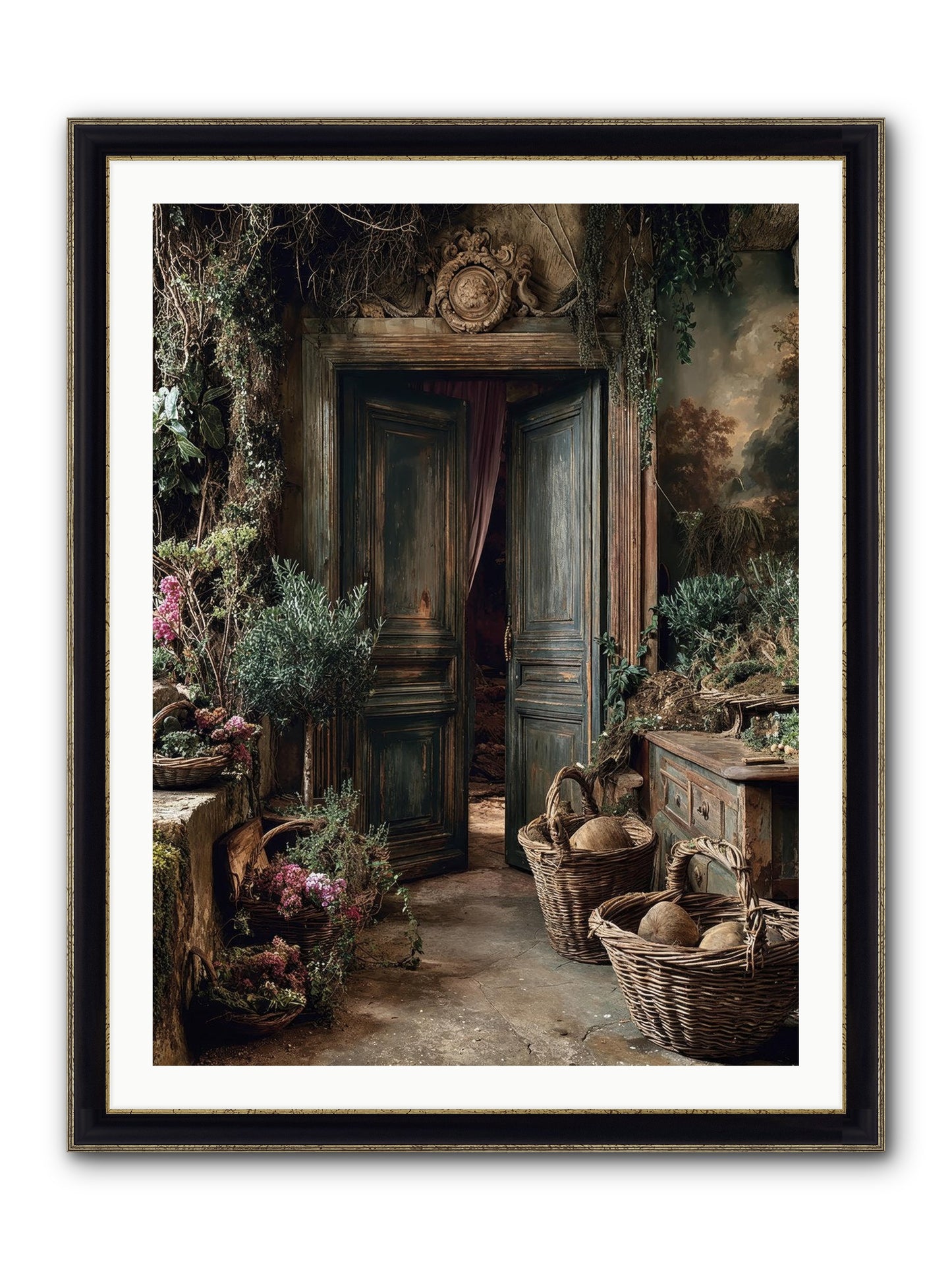 Golden Hour Abundance Framed Print - Black & Gold 30x40