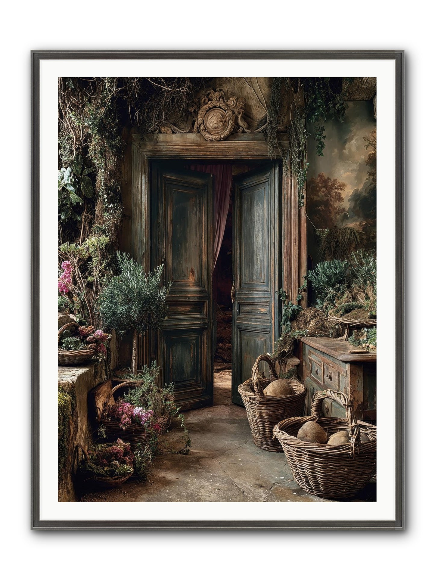 Golden Hour Abundance Framed Print - Slimwoods Black/Silver 36x48