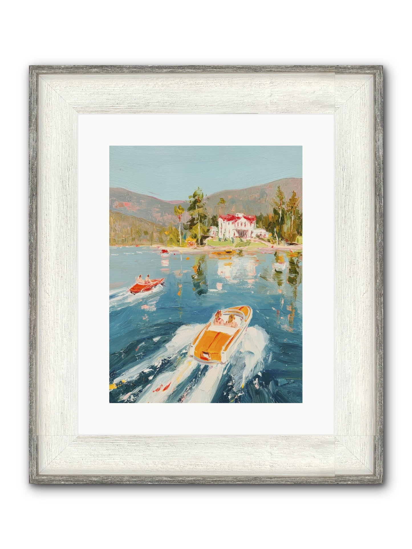 Golden Reflection Framed Print - Driftwood White 12x16