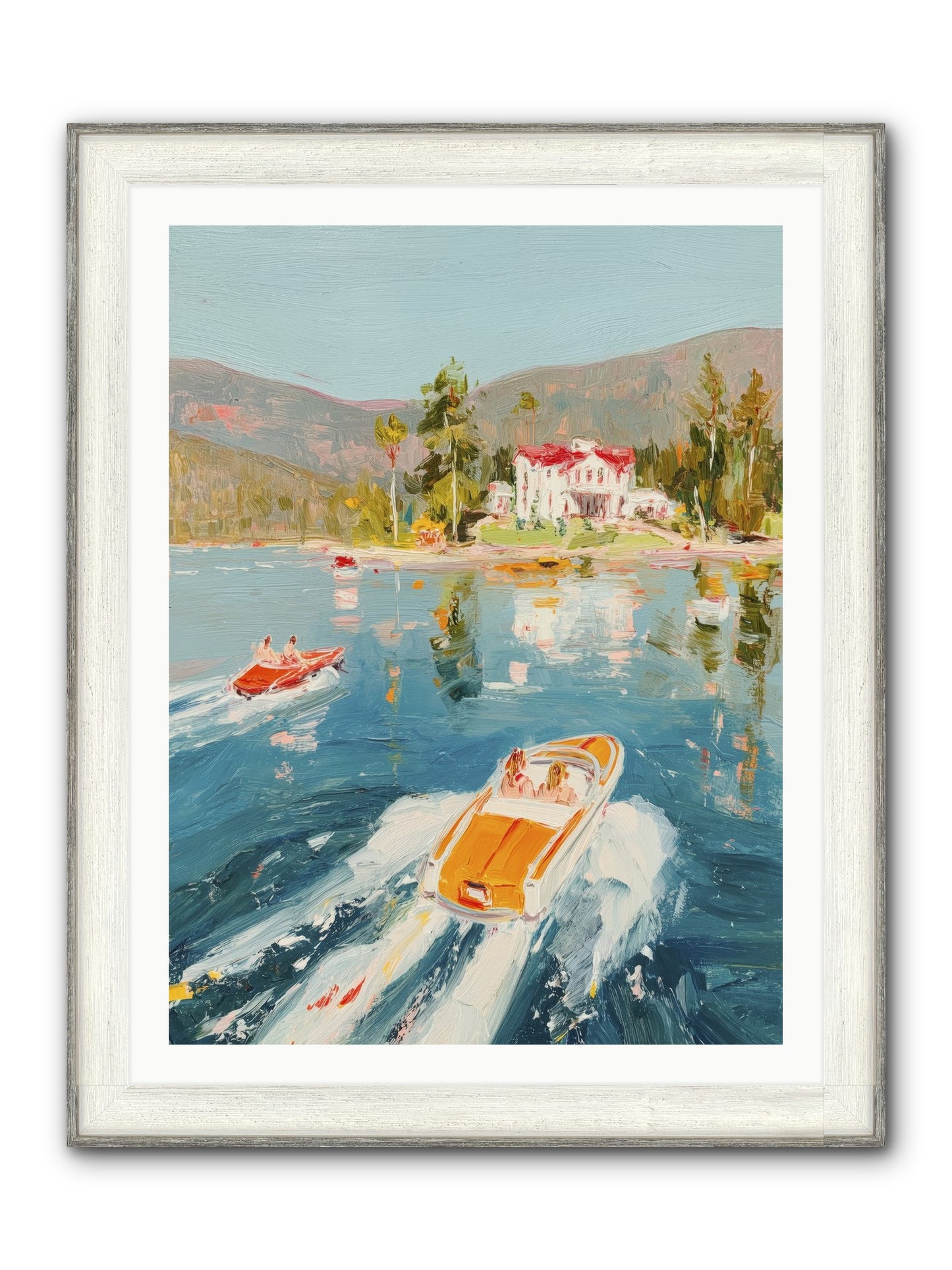 Golden Reflection Framed Print - Driftwood White 30x40