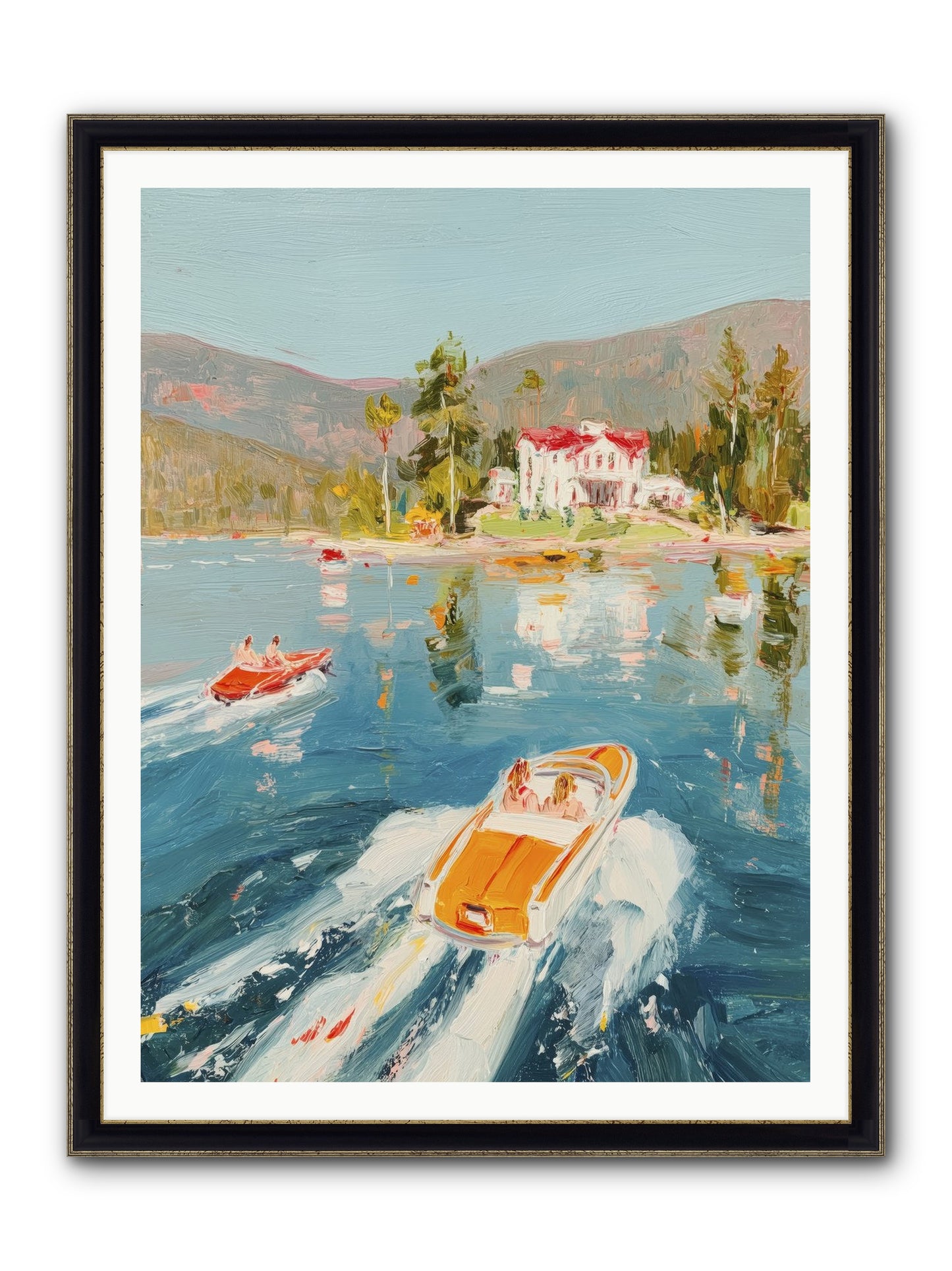 Golden Reflection Framed Print - Black & Gold 36x48