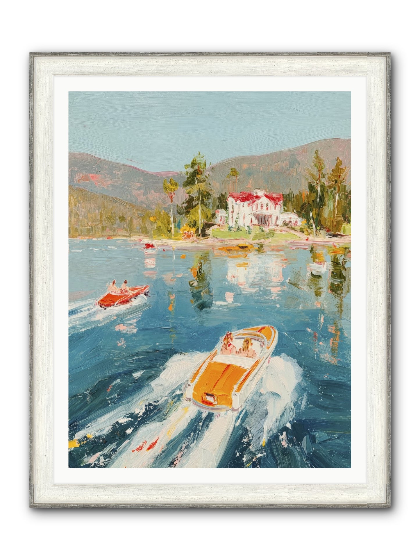 Golden Reflection Framed Print - Driftwood White 36x48