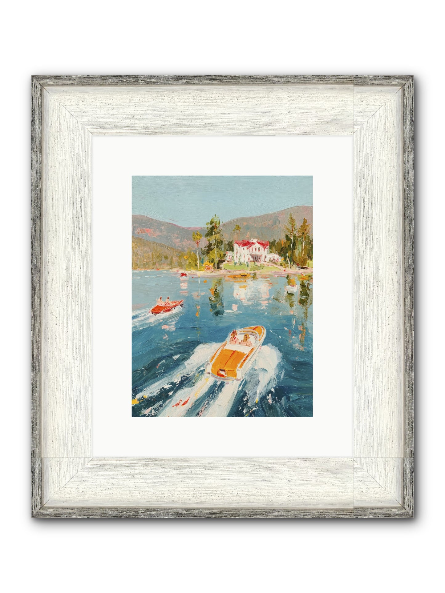 Golden Reflection Framed Print - Driftwood White 9x12